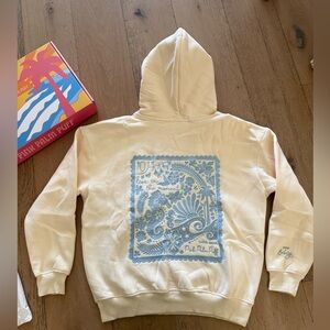 Pink Palm Puff Live in the Moment Hoodie, sand, sz small. 
Embreigh collab.
